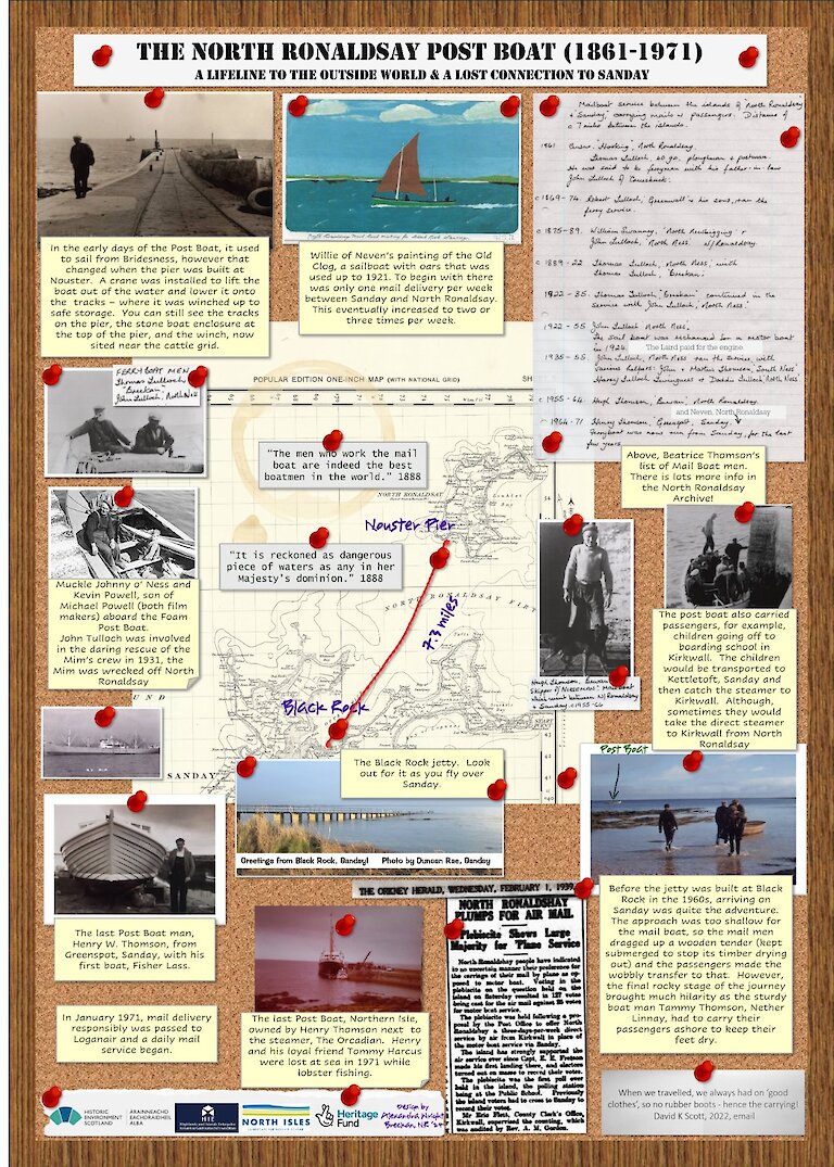 Alex Wright created this wonderful interpretation panel incorporating her research about the North Ronaldsay post boat