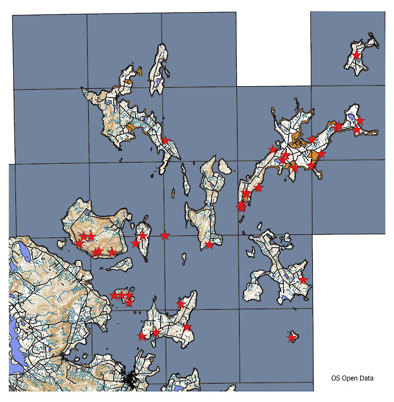 Map showing distribution of Common Blue records across the North Isles