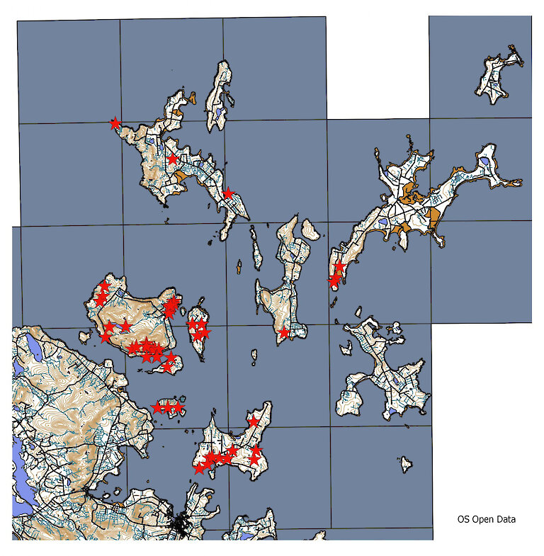 Map showing distribution of Meadow Brown records across the North Isles