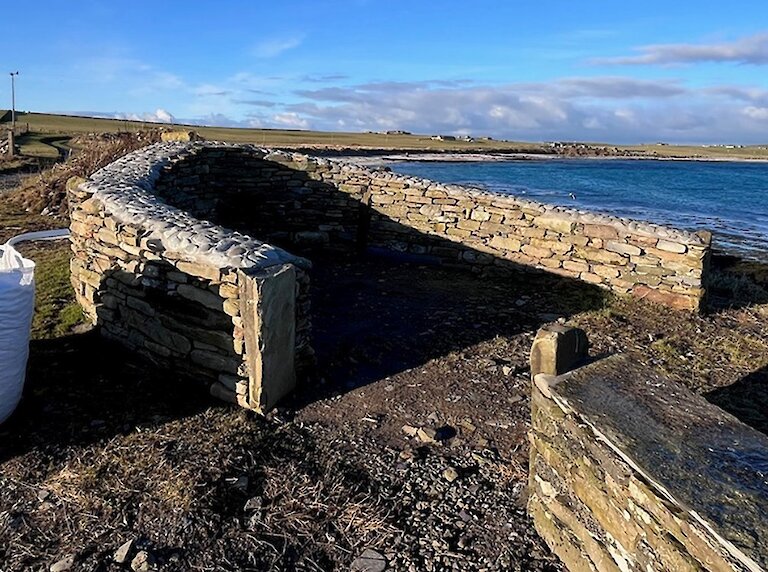 Local stoneworker Alistair Hourston created this unique seating area nearby the Kelp & Nouster Stores, further enhancing the site.