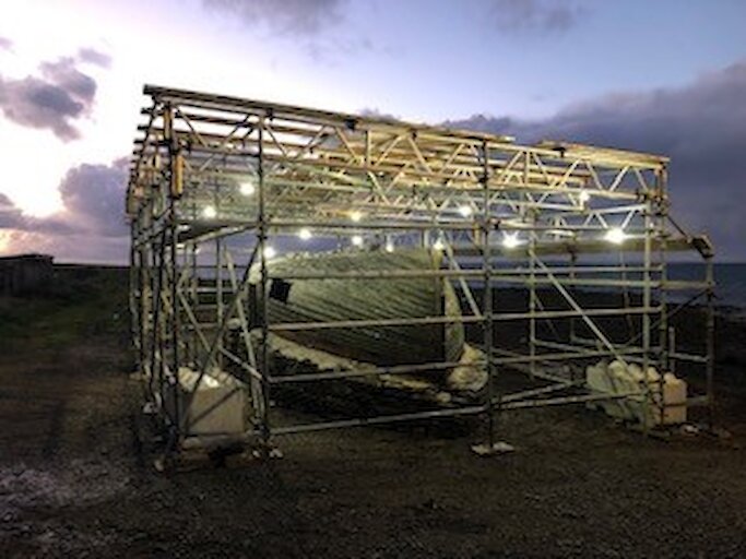 The Athenia lifeboat house during restoration