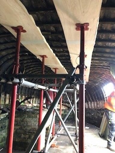 The Athenia lifeboat house during restoration