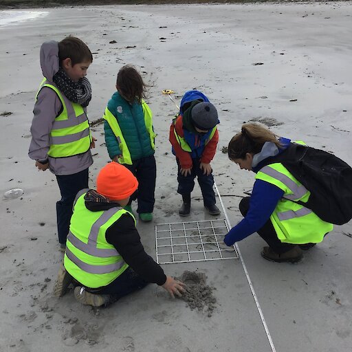 Westray pupils with teacher Kate Skellern